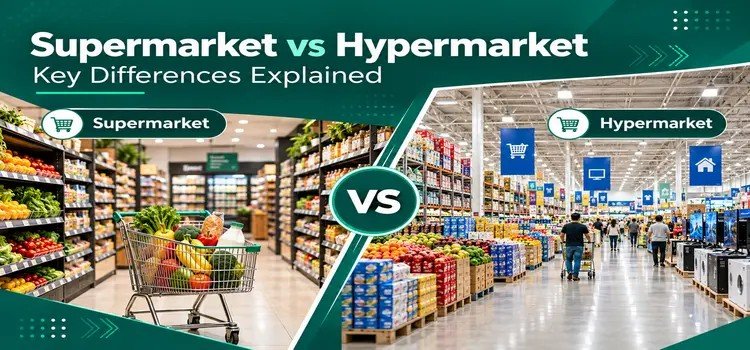 supermarket vs hypermarket comparison with Indian examples